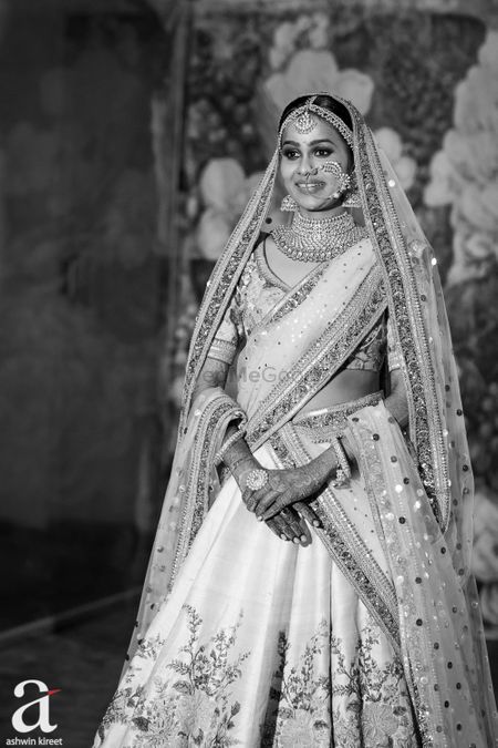 Photo of Stunning black and white bridal portrait