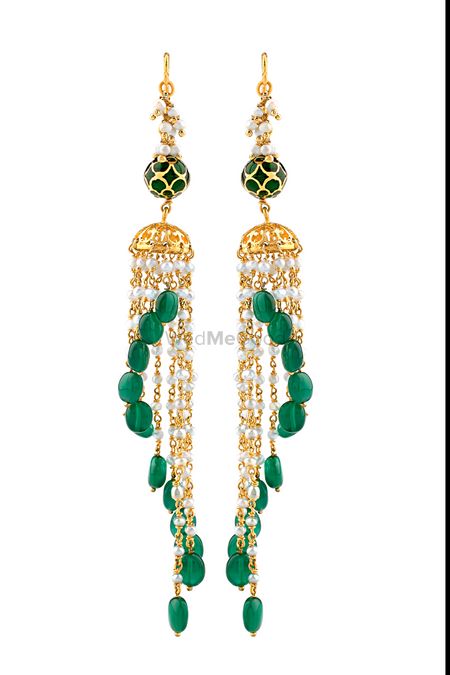 Photo of gold and green jhumki earrings