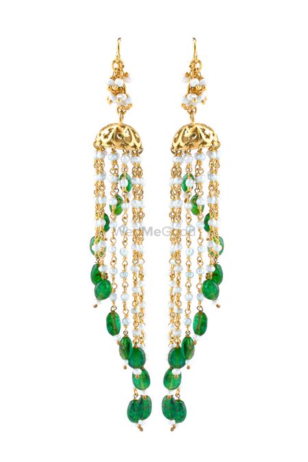 Photo of green and gold earrings jhumki