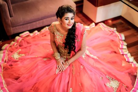 Bride to be with full flared lehenga