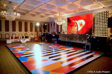Photo of Abstract printed dance floor for sangeet