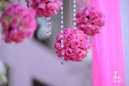 Pink floral balls in decor