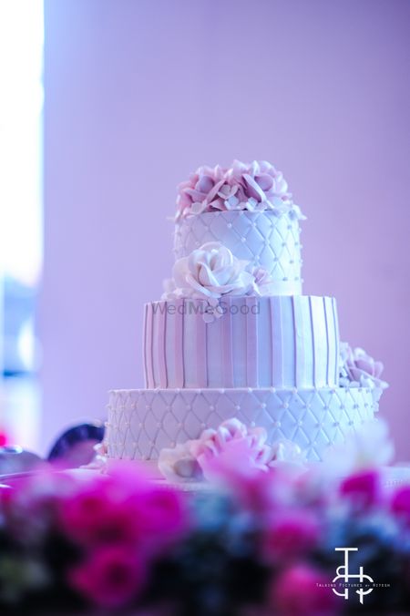 White three tier wedding cake
