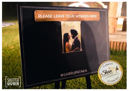 Chalkboard for guests to leave message for the couple