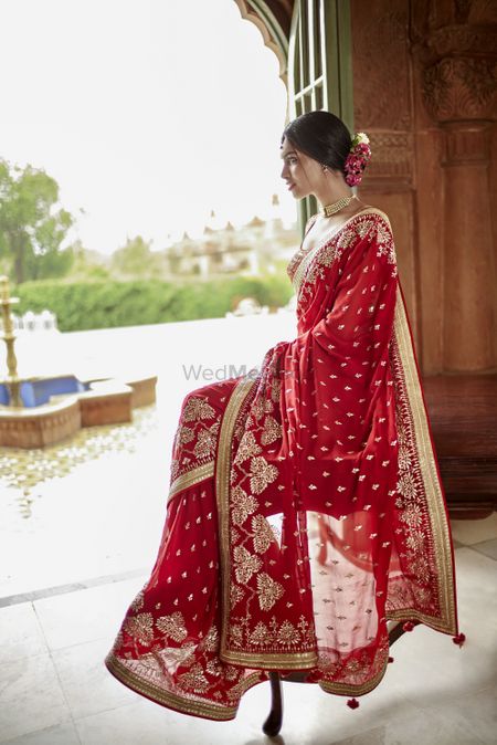 Red bridal saree by Anita Dongre