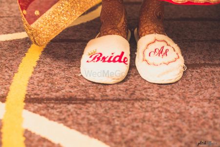 Customised bridal slippers with monograms
