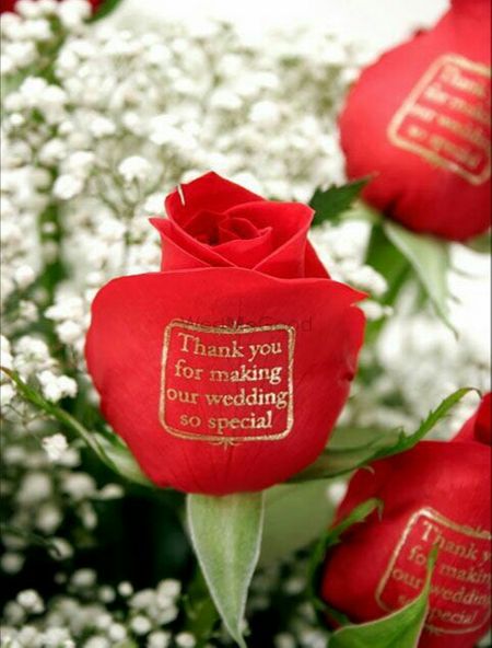 Simple thank you gift for guests with printed roses