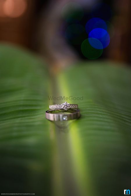 Engagement Couple Rings on a Leaf