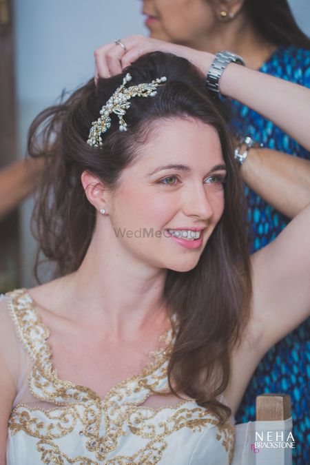 Engagement hair accessory with embellishment
