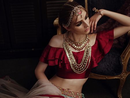 Gold and red bridal jewellery