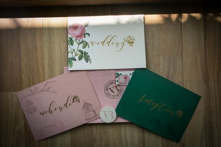 Photo of Beautiful floral print wedding invitation card