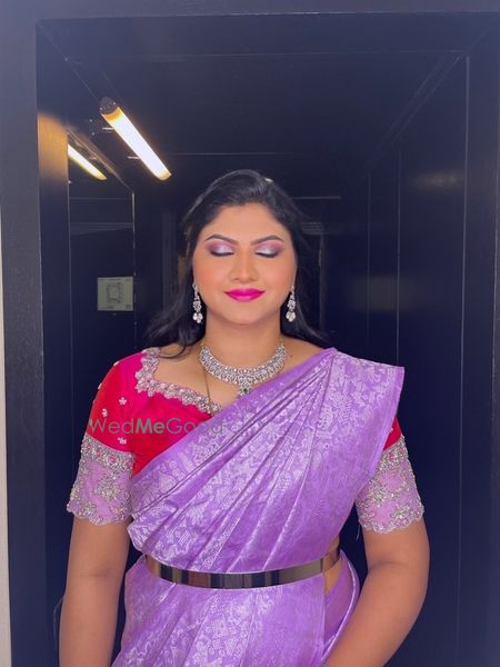 Photo Of South Indian Bridal Look In Dull Pink Kanjiavaram