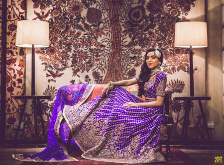 Royal purple lehenga for sangeet for bride