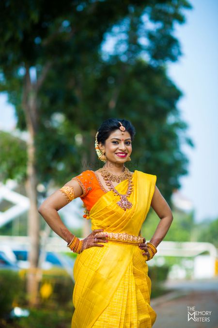 Smiling South Indian Bride shot