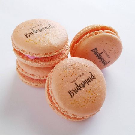 Custom printed macarons for bridesmaids 