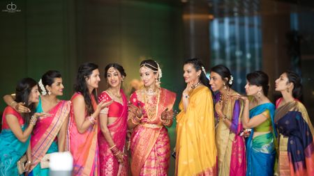 South Indian Bride with bridesmaids
