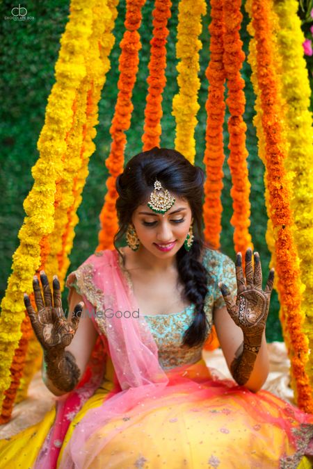 Bride to be on mehendi day