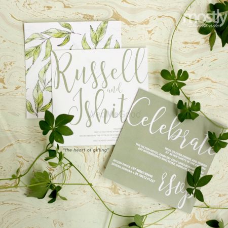 Cute simple botanical wedding card