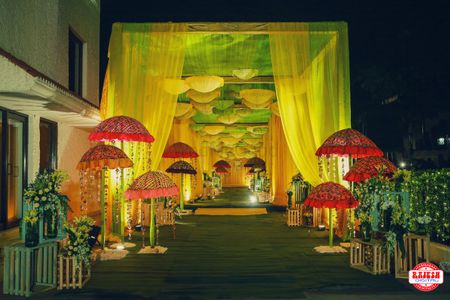 Photo of Colorful sangeet entrance decor