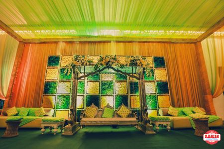 Photo of Floral stage backdrop for mehendi or sangeet