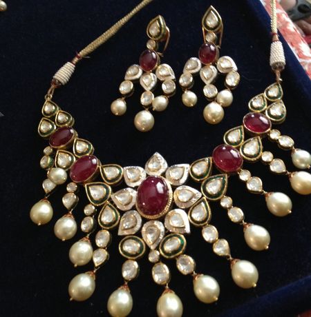 Sitara kundan and rubies with pearls