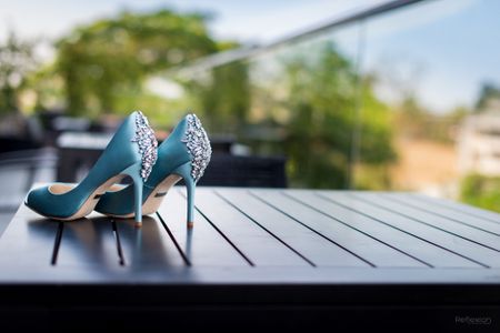 Mint embellished bridal shoes