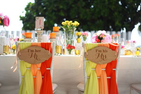 Photo of Mr and mrs colourful chair decor ideas