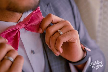 Groom wear ideas with pink bow tie