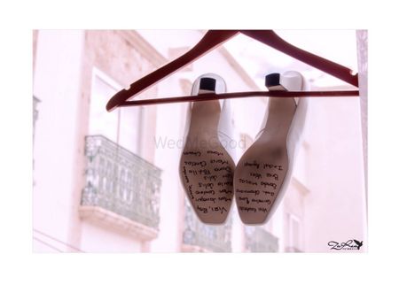 Bridal shoes with message on the sole