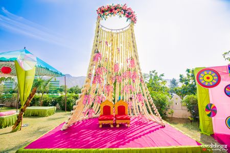 Mehendi bridal seat decor ideas