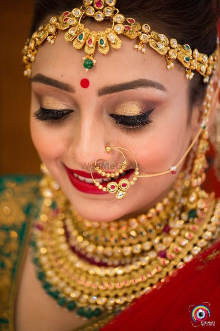 South Indian bride with colourful jewellery
