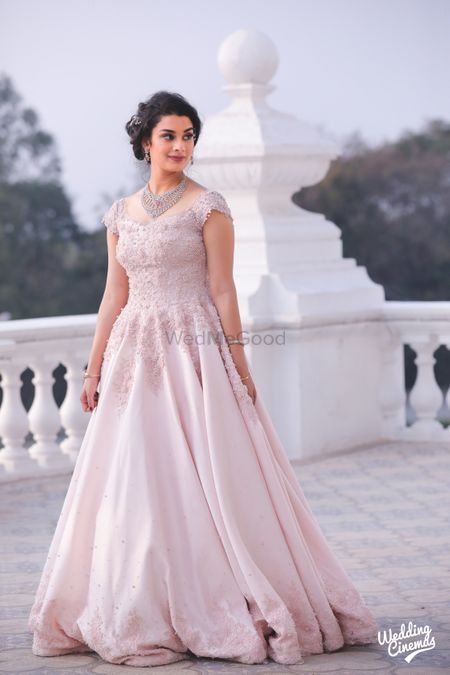 Light pink embellished engagement gown