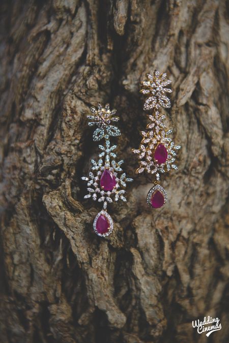 Diamond and rubies earrings