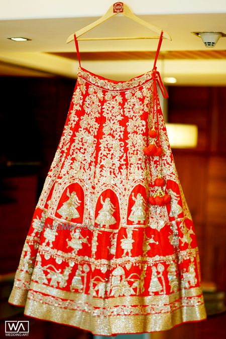 Bridal lehenga with unique motif and work