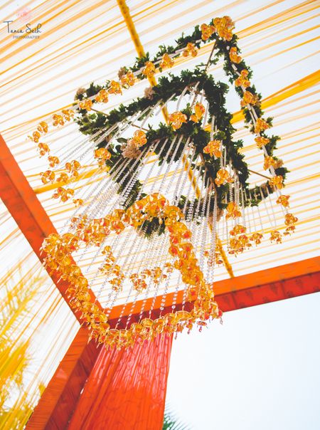 Photo of Yellow and Green Floral Chandelier with Kaleere