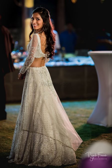 Photo of Pretty white and gold lehenga for engagement