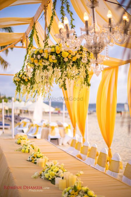 Yellow floral decor for an outdoor decor