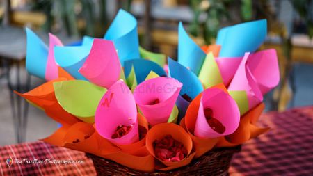 Idea for petals in cones for guests to throw 