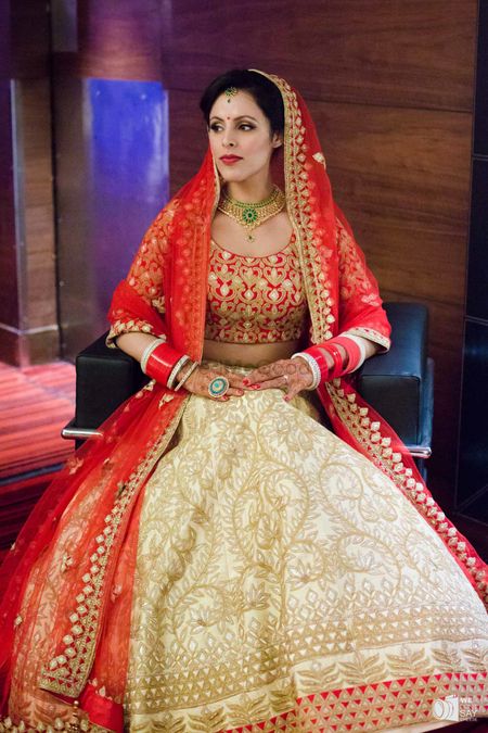 1224 Red Bridal Lengha In Raw Silk – Shama's Collection