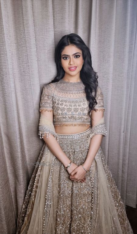 Photo Of South Indian Bridal Look In Dull Pink Kanjiavaram