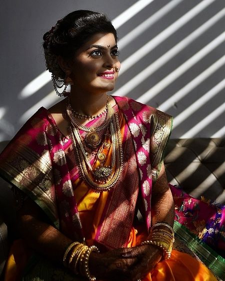 Bridal portrait with shadow from blinds 