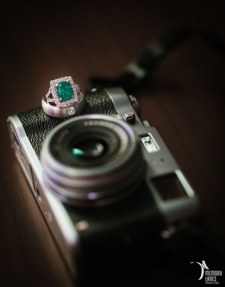 Photo of Engagement Rings on a Camera
