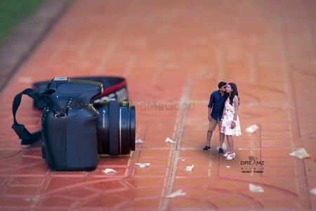 Miniature pre wedding shoot with bride and groom
