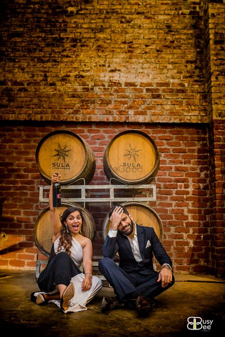 Cute couple portrait vineyard shot pre wedding