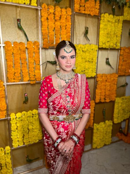 Photo of Bridal portrait idea for south indian bride with petal shower