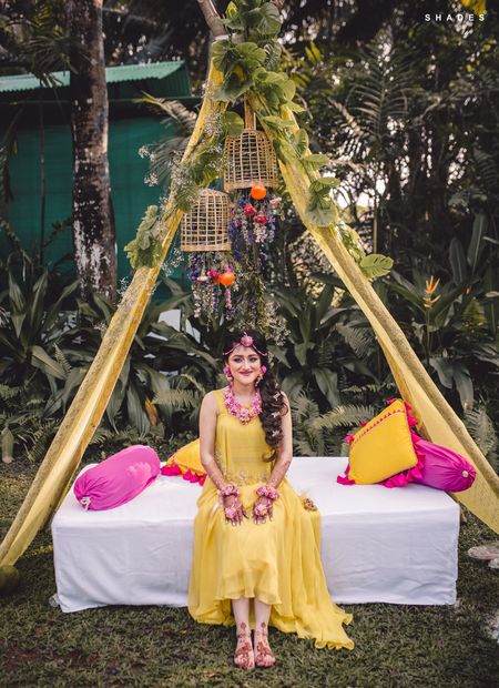Mehendi or haldi seating idea for bride 