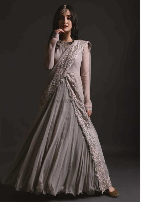 Engagement or roka fusion outfit in grey