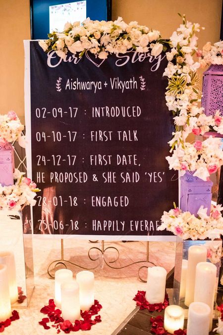 Engagement decor idea personal love story board