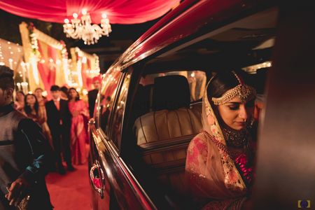 Photo of Biddai bridal portrait in car