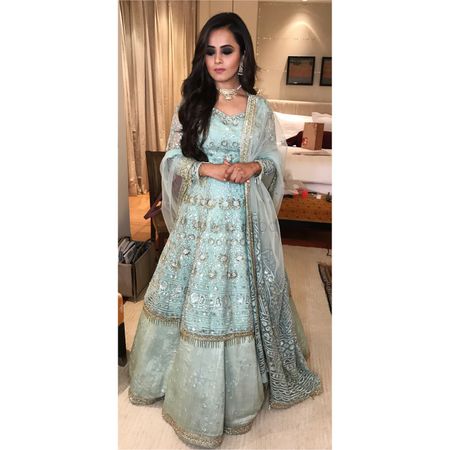 Photo of Pretty pastel powder blue anarkali with heavy work